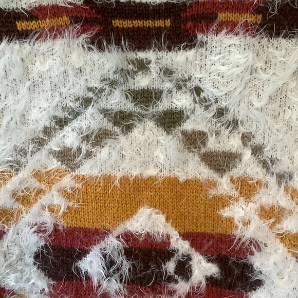 NWOT Altar'd State sweater S/M oversized tribal fringe sweater poncho crewneck - Picture 7 of 11